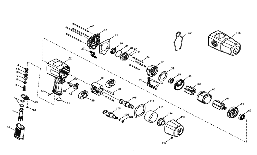 Figure 0 Diagram and Parts List for CP8252-R  Chicago Pneumatic Wrench